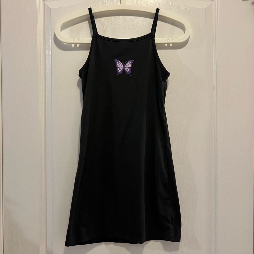 Girls Black Butterfly Dress Size 9/10 New Without Tags